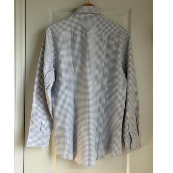 Mizzen+Main Leeward Long Sleeve Dress Shirt in White Navy Mini Grid, Size Medium - Picture 7 of 7